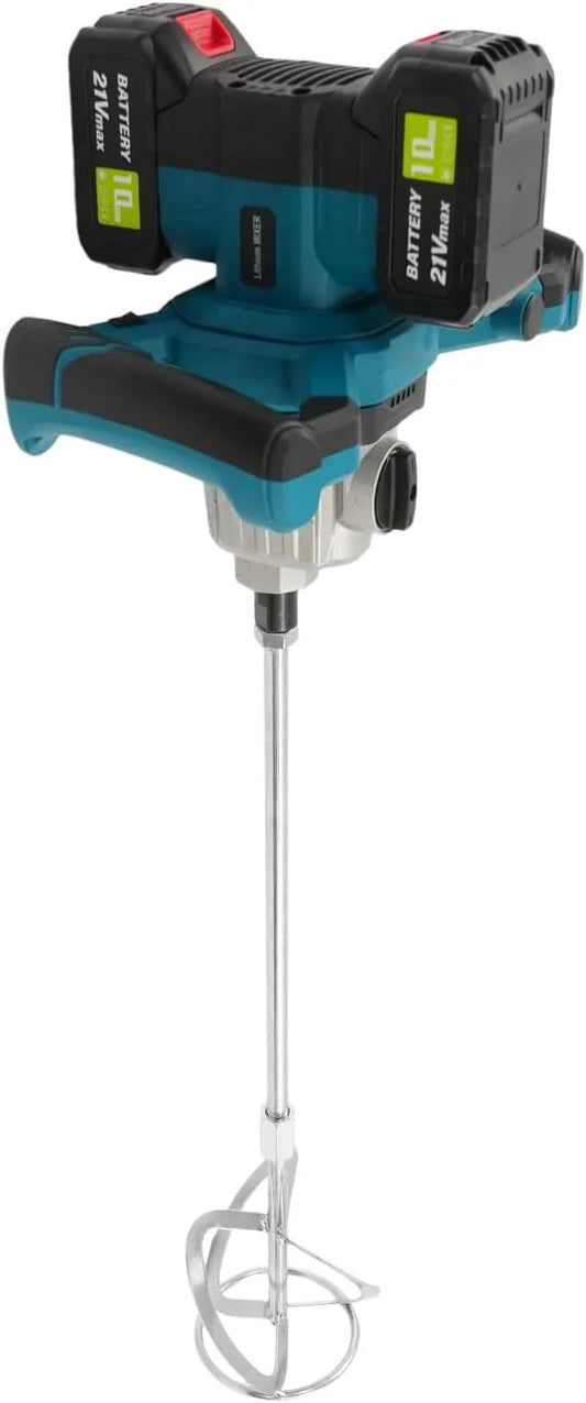 Lader, 12 V, 6 versnellingen, betonroerder, instelbaar, 1200 W, draagbare betonmixer met 1 oplader en 2 batterijen, kleurmortelmixer, elektronisch