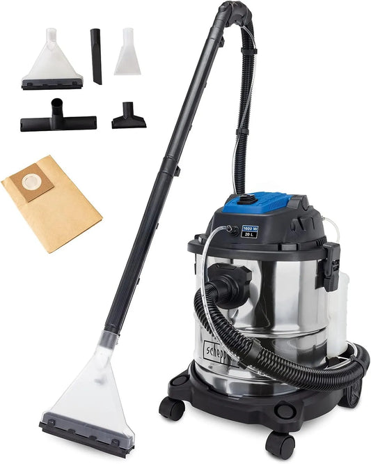 Scheppach Nat- en droogzuiger SprayVac20 met 1600 W, 20 kPa, 20 cm, 5-in-1 en RVS