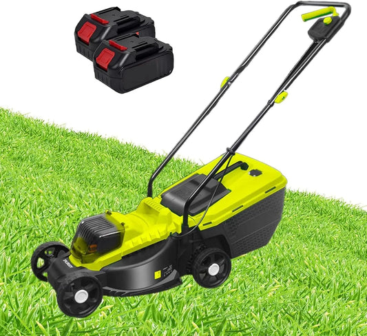 Grasmaaier, Accu-Aangedreven Duwmaaiers Met Opvangbak 3400 Tpm Borstelloze Motor, 1600 W,2 batteries, Elektrische Grasmaaier, 40V Accu-Grasmaaier