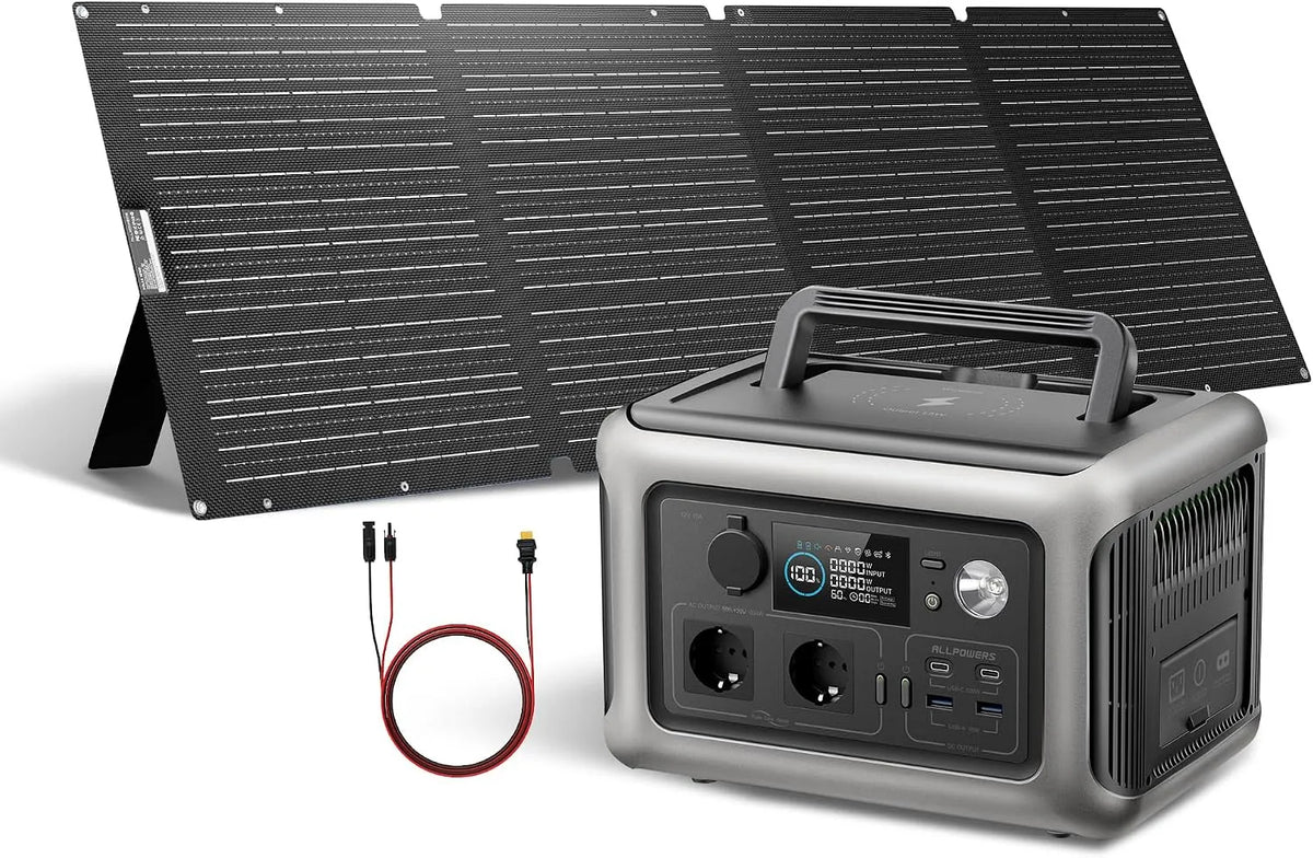 Zonnepaneel, 200 W, 600 W AC/100 W USB-C-uitgang, off-grid, noodgevallen, 299Wh, 1 uur snel opladen voor outdoor, RV, R600 SP033 LifePO4