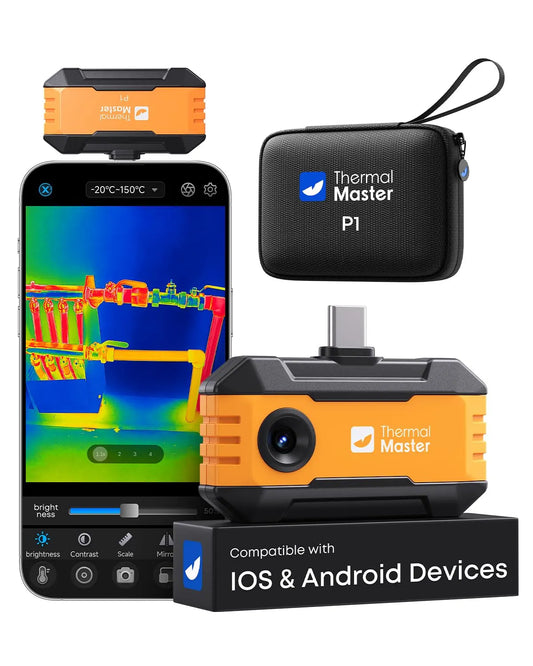Camera P1 met grijs, blauw, oranje en voor iPhone en Android Thermal Master P1 infraroodcamera, Warmtebeeldcamera