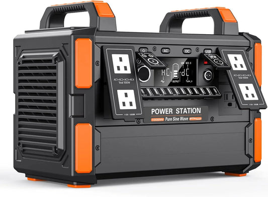Draagbaar powerstation, 1000 W, 110V, zonne-energie, 27V~50V/15A Oplaadtijd: DC: 8 uur twee
