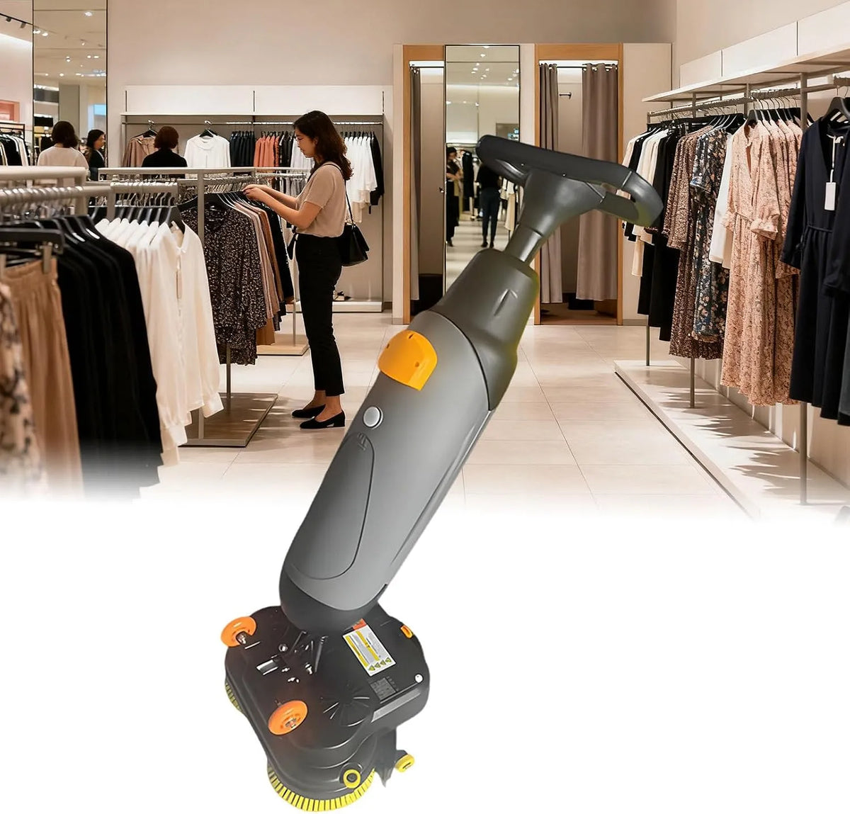 Machine met Draagbare Commerciële Vloerschrobber, Wassen, Vloerreiniging,360° Roterende Borstels, Schrobben en Voor Kantoren, Drogen Dweilen