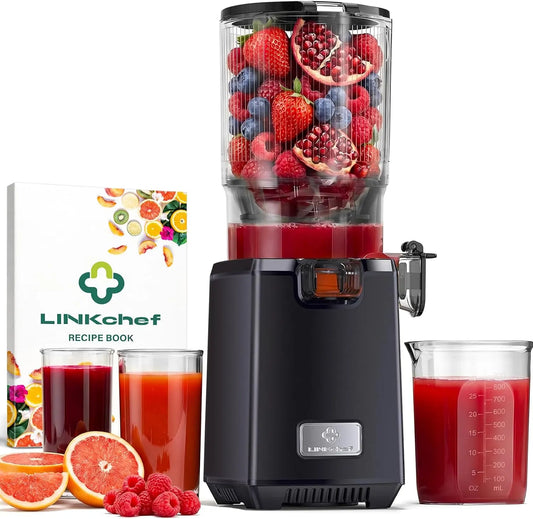 LINKChef Slowjuicer 250 W Koudpers Sapcentrifuge voor Groente en Fruit met 250 W, 13 cm, 1,8 L en 50–60 RPM