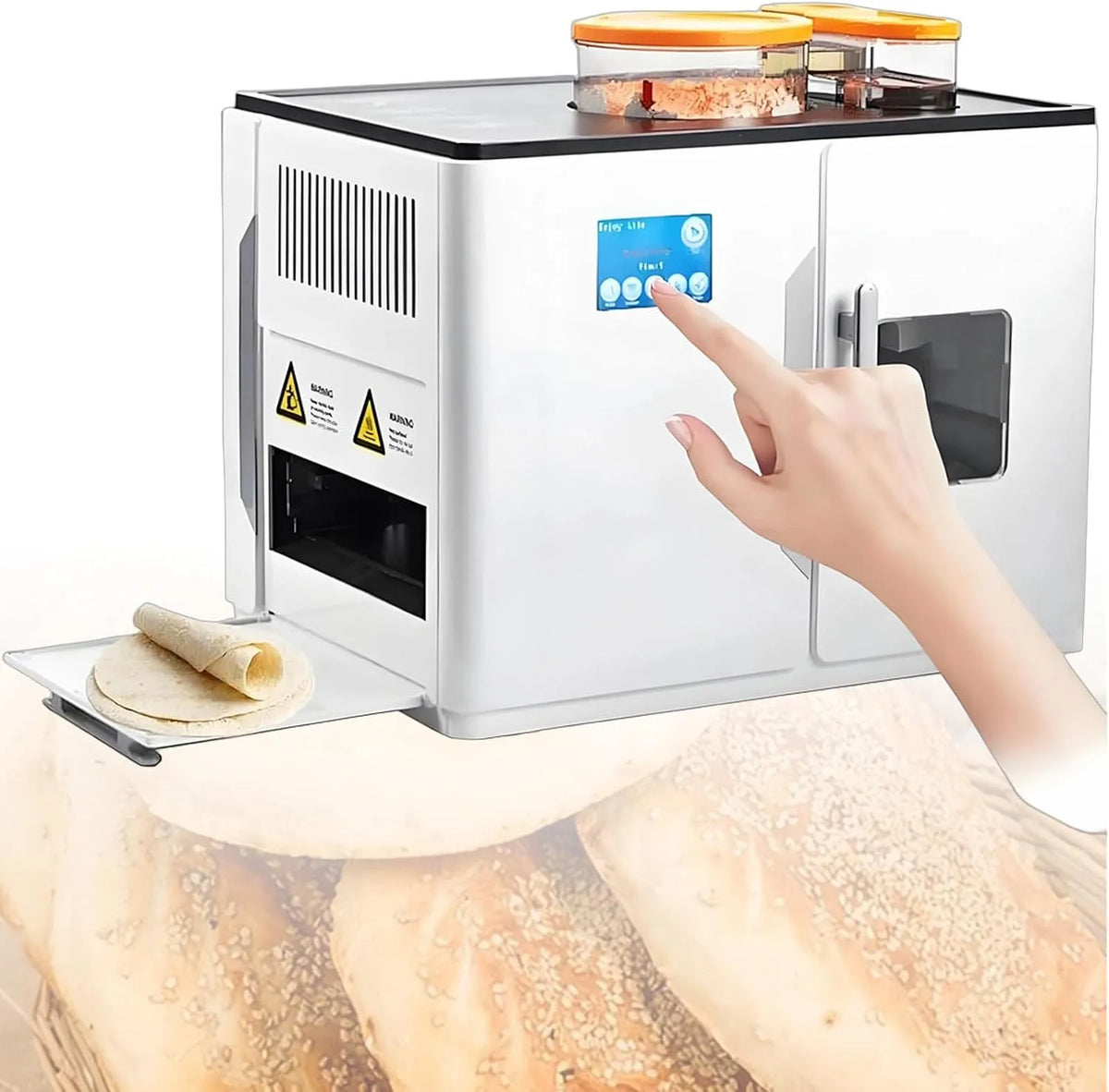 Automatische roti-maker met 1800 W, 120 seconden, 2 minuten, aanraakbediening en RVS