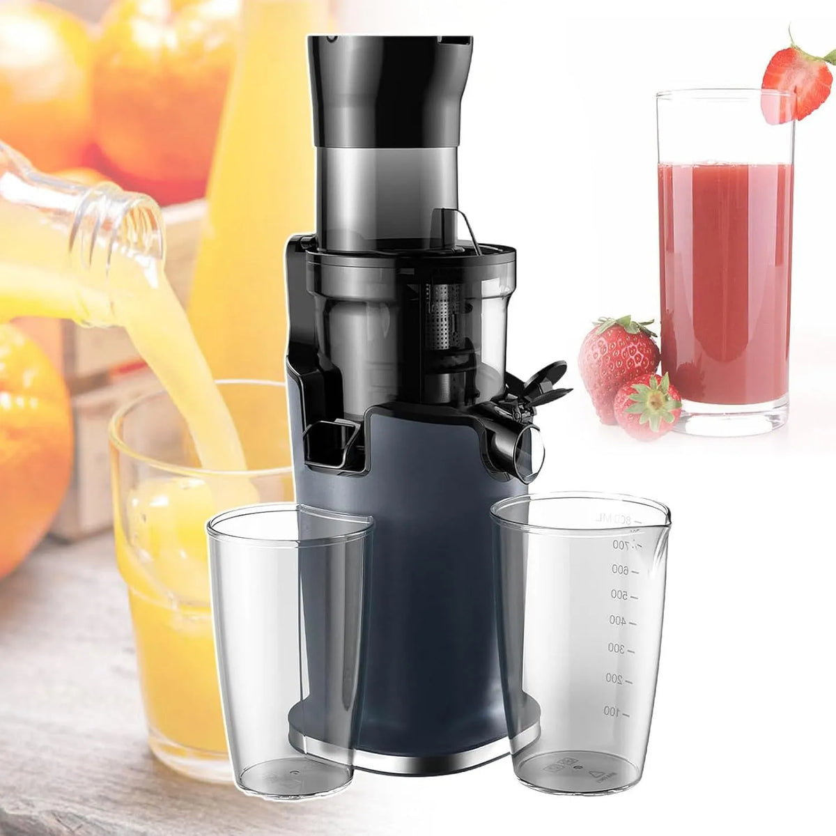 Masticating Juicer Machine met 200 W, 78 mm, 800 ml en 600 ml