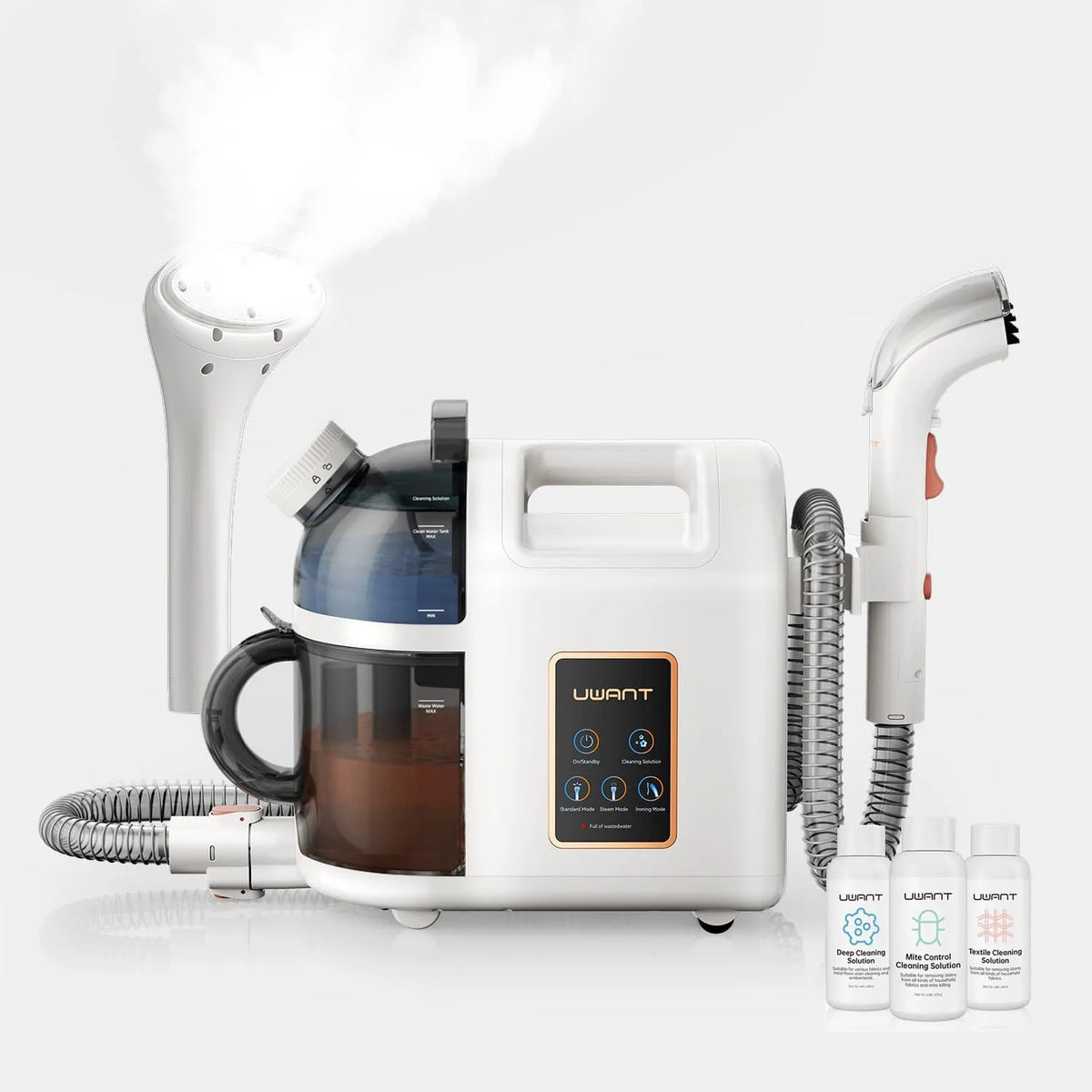 Stoomreiniger B200 met 1900 W, 99 °C, 12000 Pa, 1500 ml, 200 ml, 4 modi, aanraakbediening en waterreservoir