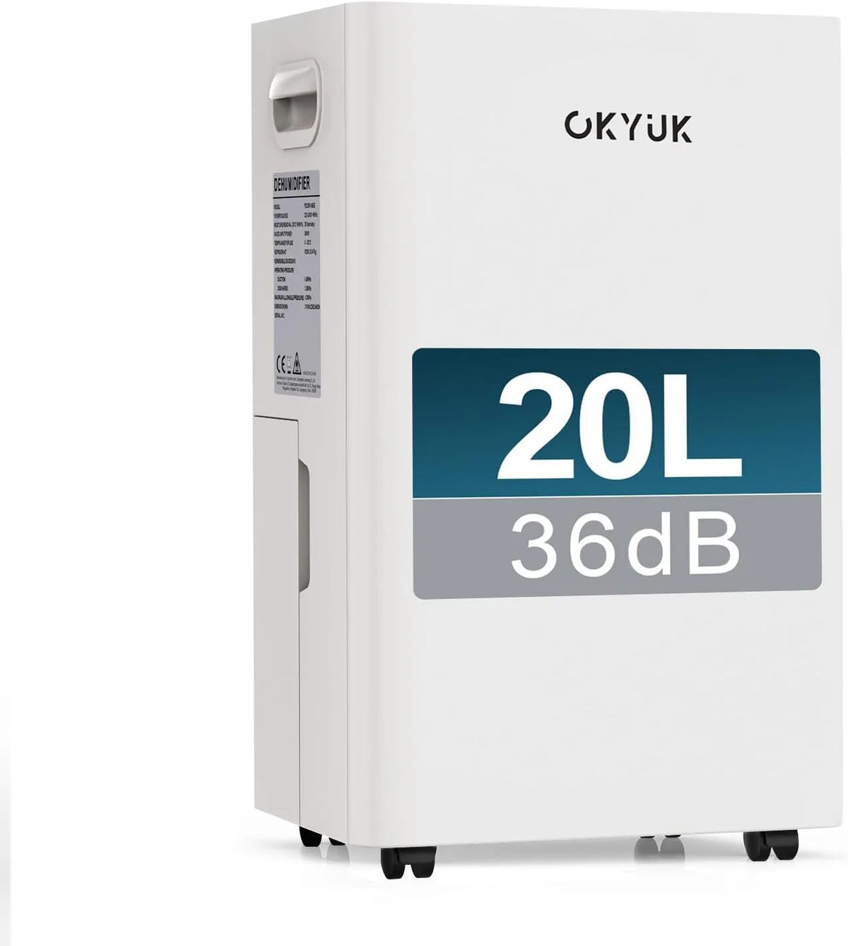 Luchtontvochtiger, 10 liter, 60 m2, met automatische uitschakeling, kelder 20 l, met digitale luchtvochtigheidsweergave, badkamer