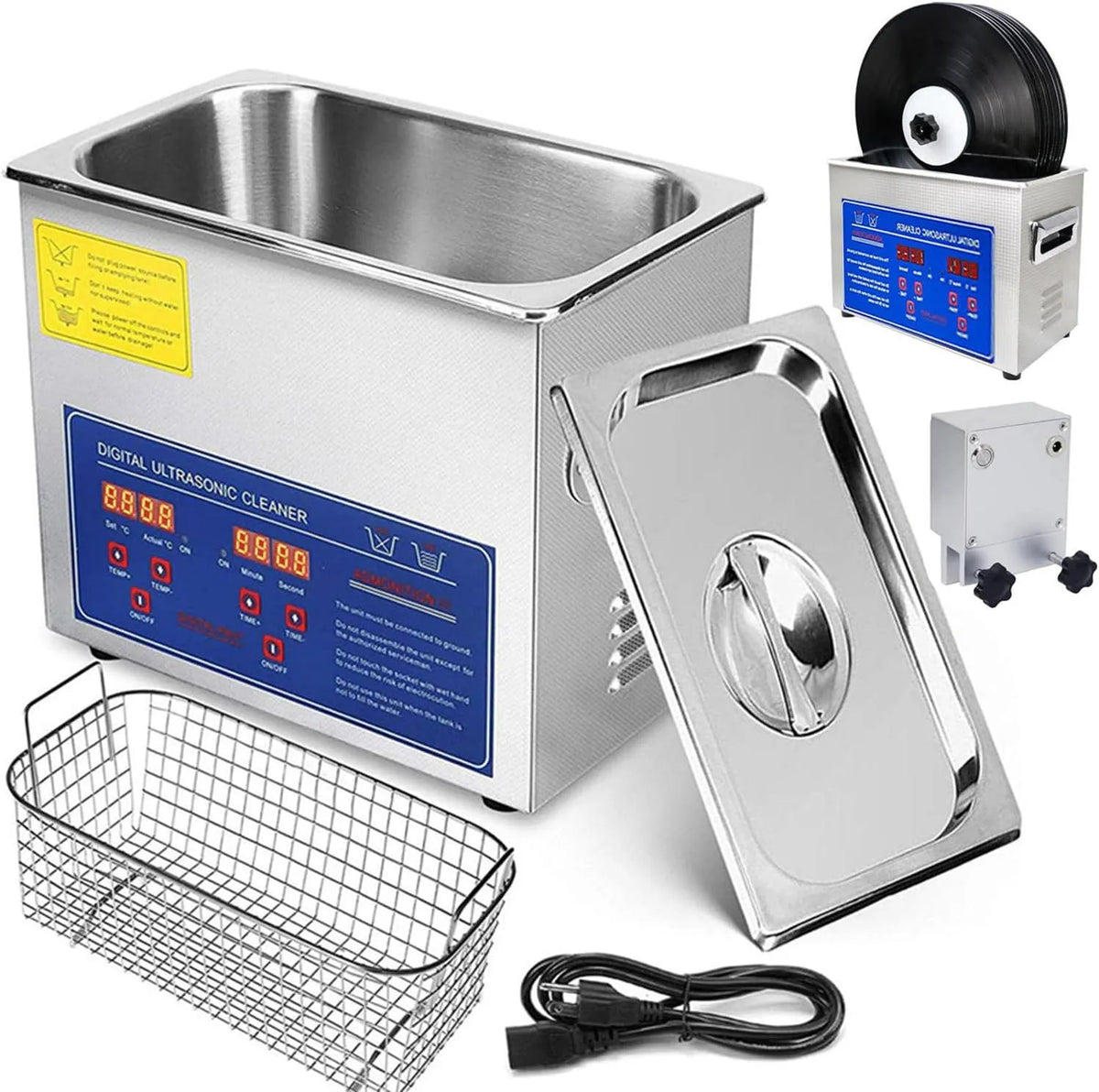 Ultrasoonreiniger, 6,5L efficiënte ultrasone reinigingsmachine voor vinylplaten, automatisch roterend, 40KHz 180 W professionele ultrasone reiniger