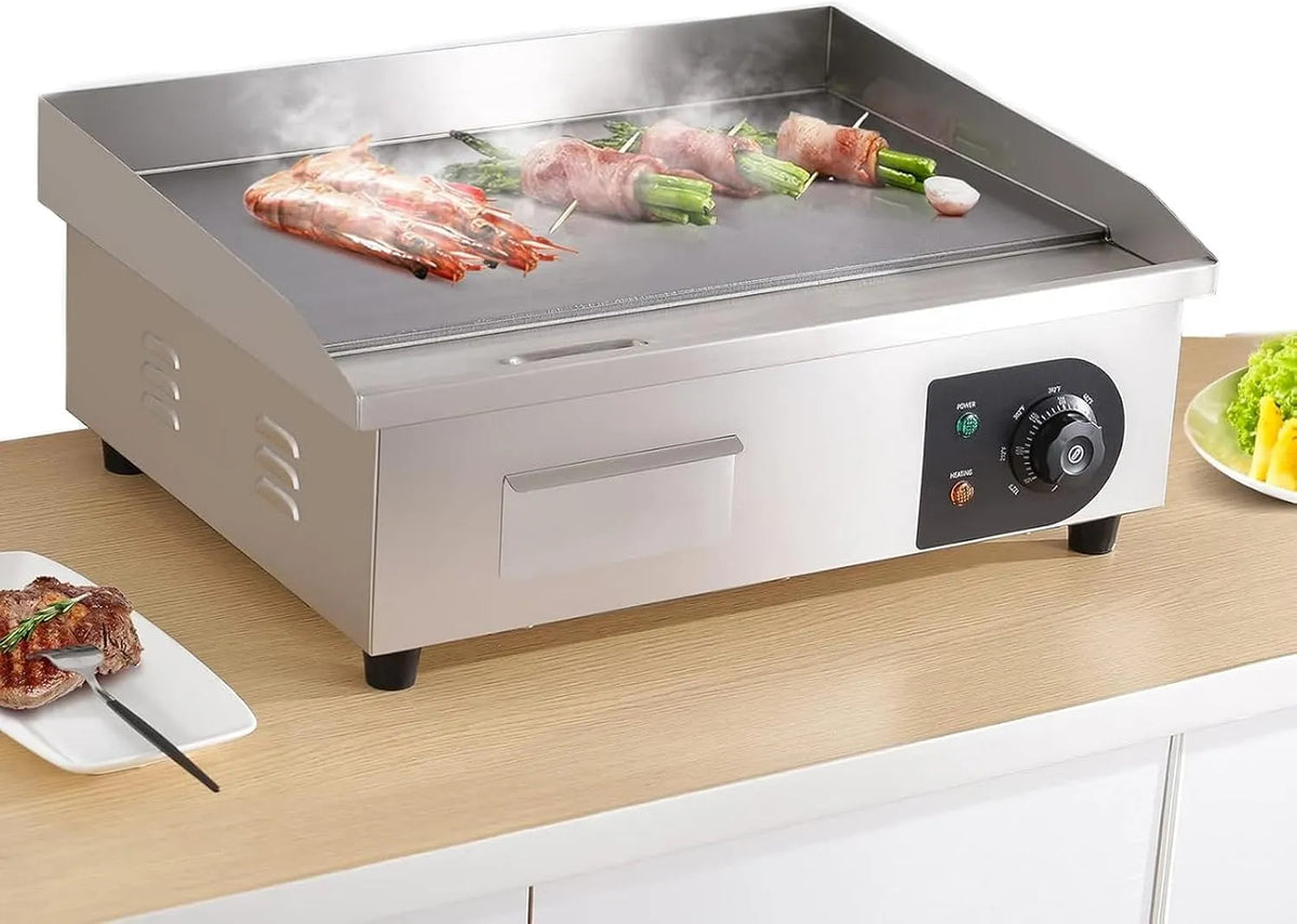 CommerciëLe Elektrische Bakplaat 17'' Roestvrijstalen Aanrechtblad Bakplaat 2500 W Platte Bovenkant Grill Elektrisch Voor Thuiskeuken met 2500 W, 451