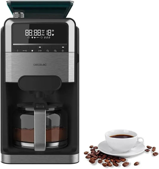 Espressomachine, 1400 W, 12 kopjes, 7 niveaus, conische molen, roestvrij, 1,5 l, reservoir met 230 g koffiebonen, programmeerbaar tot 24 uur