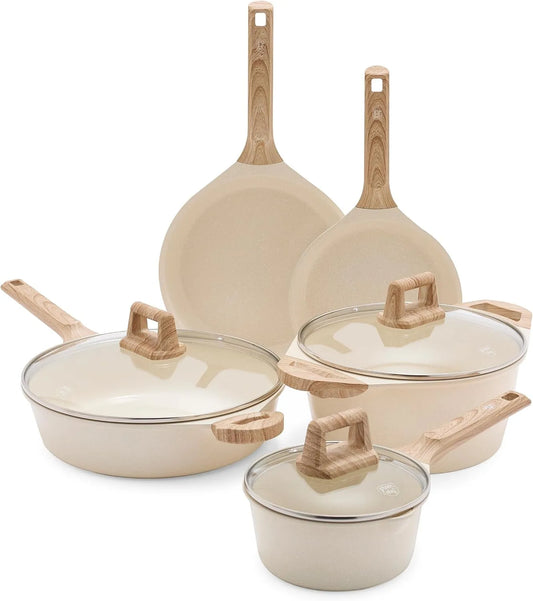 GreenChef Arte 8-delige pannenset met keramische coating, voor inductie, braadpannen, sautepan, soeppan