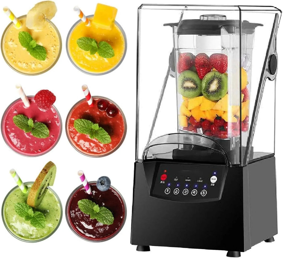 Blender, 2200 W Commerciële Smoothiemaker-blender, voor zwaar gebruik Blender