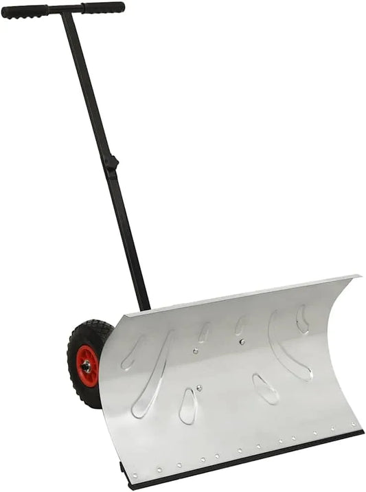 Sneeuwschuiver, verstelbaar sneeuwruimer met 2 luchtgevulde wielen, 74 x 46 cm sneeuwschild