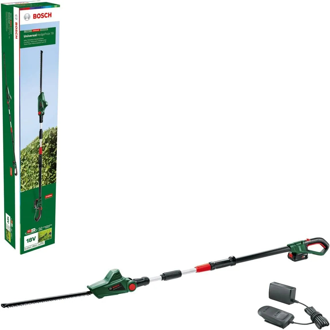 Bosch Lawn And Garden UniversalHedgePole 18 Accuheggenschaar met 18 V, 430 mm, 16 mm, 60 cm en groen