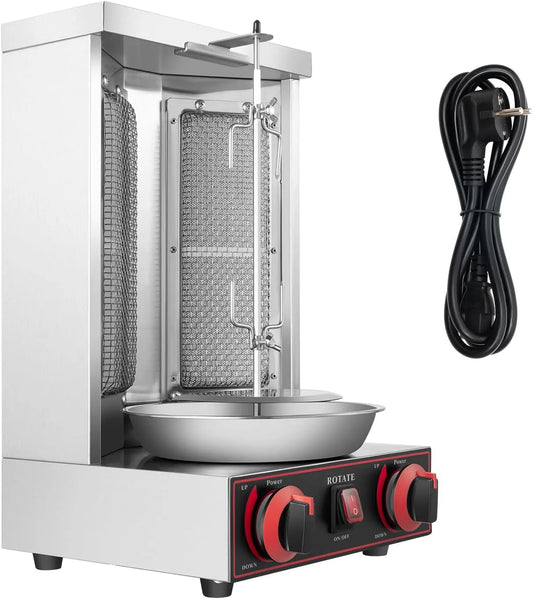 Gasdöner kebab machine, Dönergrill voor, 360° warmteverdeling, tot 12 kg, gasdöner kebab machine voor shish kebab, vlees, garnalen, 3000 W rotisserie