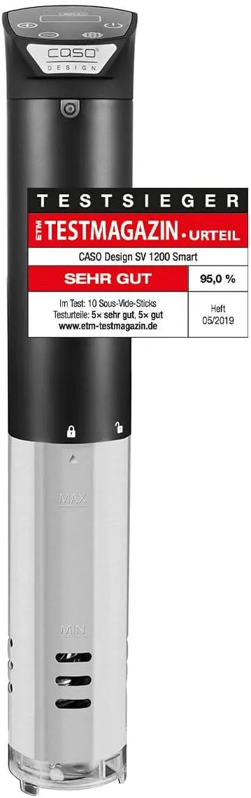Snelle verwarming, CASO SV-1200, 3D-circulatie, volledig waterbestendig, sous-vide stick bestuurbaar met de Caso Control-app