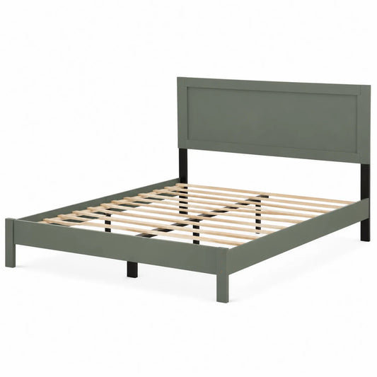 Lit double en bois composite et pin 140x200 cm Vert