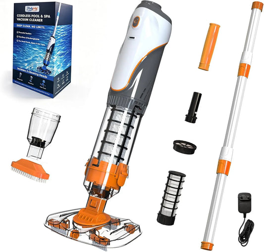 Zwembadreiniger met 20 cm, 169 cm, 60 minuten, 90 minuten, draadloze werking, aluminium en voor bovengrondse en ingegraven zwembaden