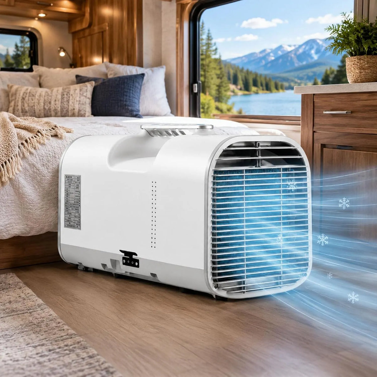Mobiele airconditioner met 1300 W, 4-In-1, 330 W, 400 W, 1500 W, 5100 BTU, 10°C en 16°C