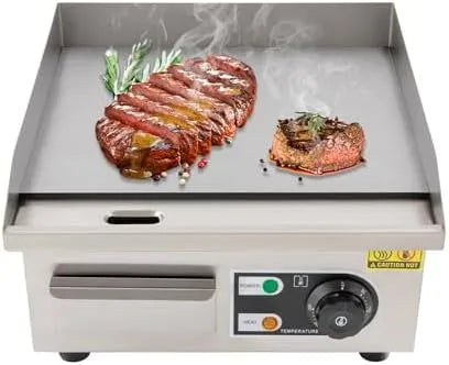 Barbecue met 2000 W, 8 mm, 50 °C, 300 °C, 35,5 cm, 14 inch, regelbare thermostaat en RVS