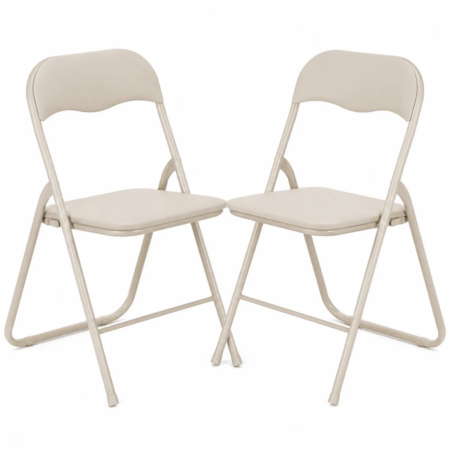 Lot de 2 Chaises Pliantes en Acier avec Revêtement Beige