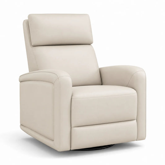 Fauteuil inclinable en cuir synthétique beige avec fonction pivotante