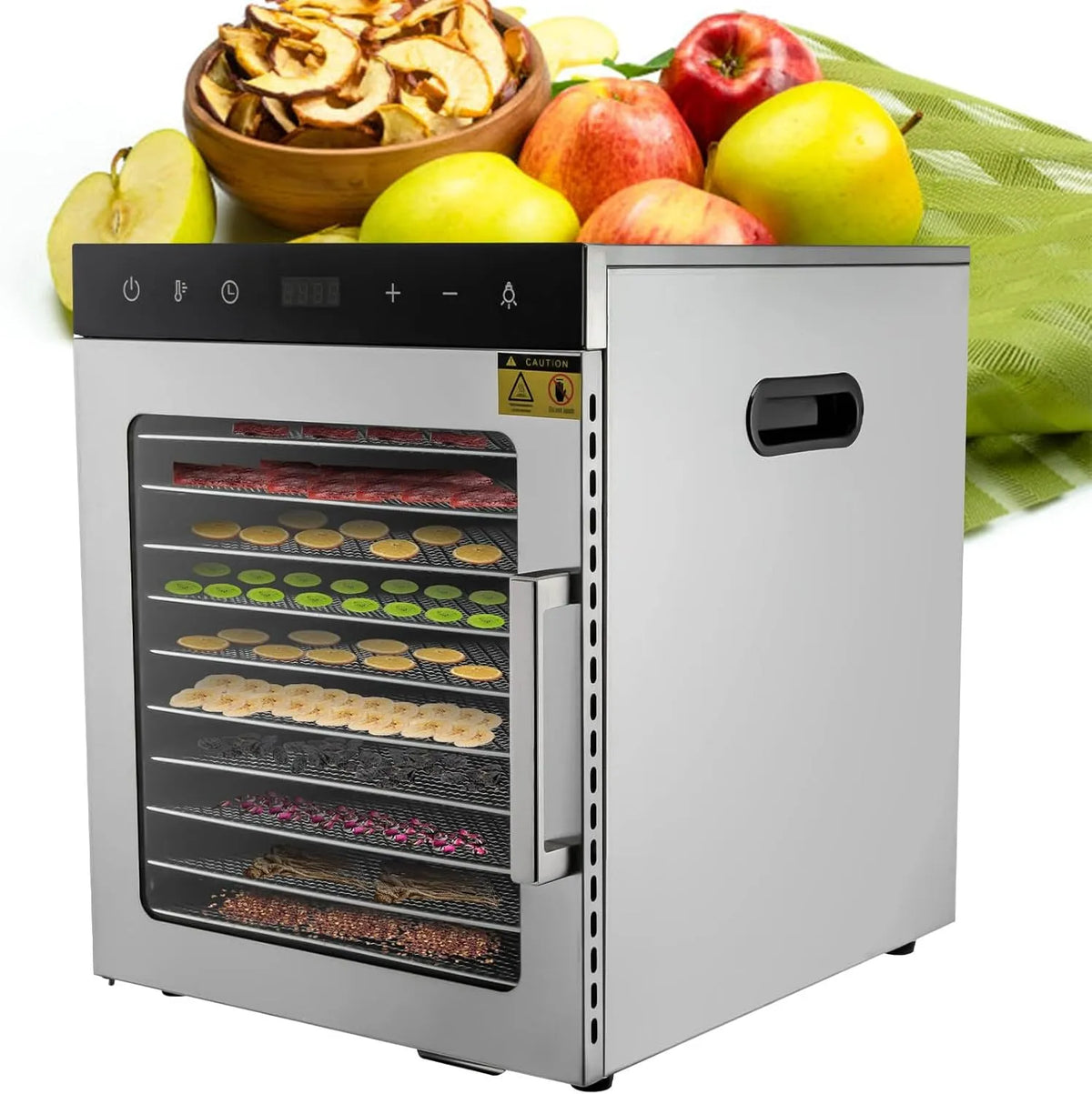 Droger Tray-110V met 110V, 39,5 x 34,5 x 43 cm, 47,5 x 41,5 x 50 cm, 800 W, 24 uur, 30-90°C, aanraakbediening en digitaal display