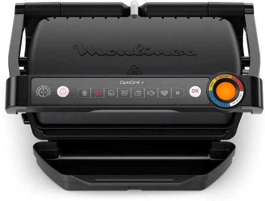 Barbecue, GI7178, Moulinex OptiGrill+, elektrische barbecue voor binnen, vis en groenten, anti-aanbakplaten, eenvoudige reiniging, kookdisplay en 6