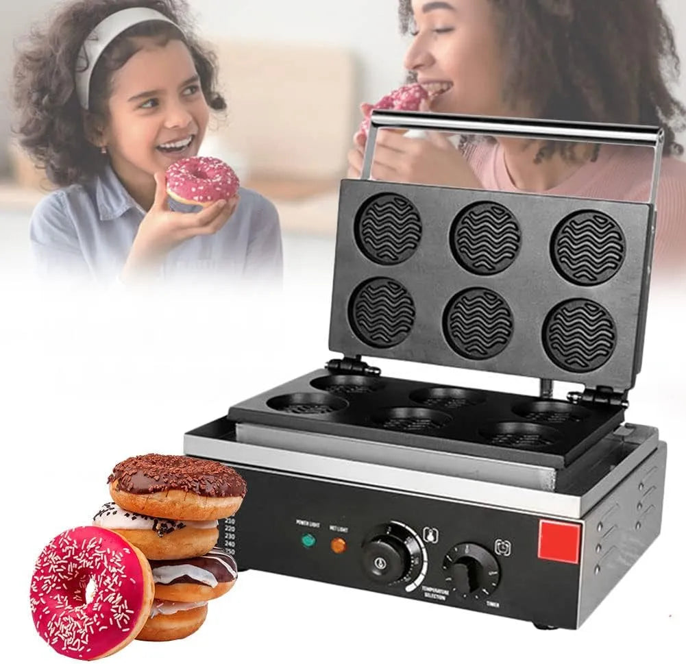 Donut machine met 1550 W, 360 x 330 x 245mm, 27 x 20cm, 410 x 395 x 305 mm, 220-240V, 50-300°C, RVS en aluminium