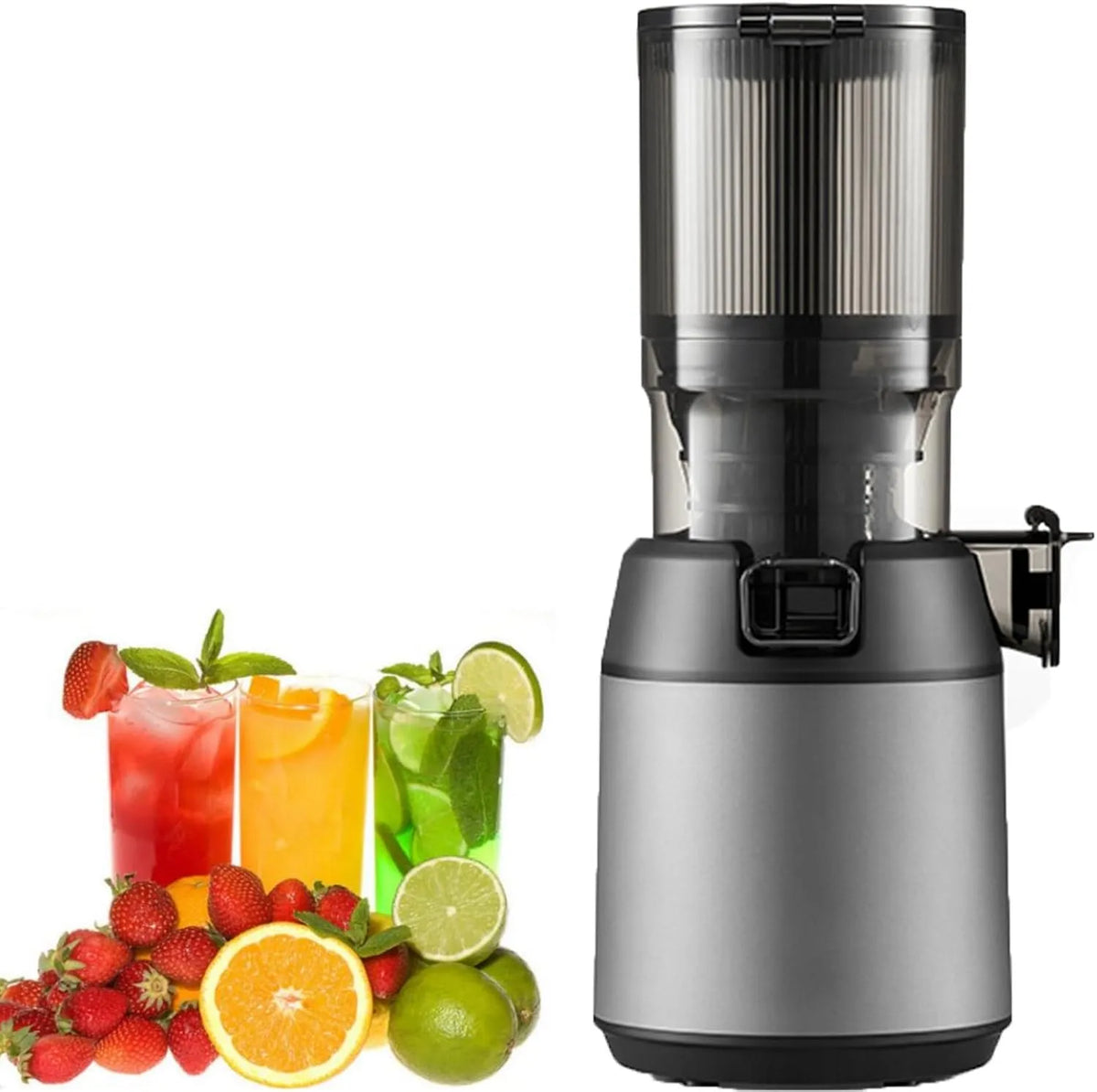 Vaatwasser, Koude Pers Juicer Met geluidsarm Motor & Omgekeerde Functie Voor Vers, Gezond Fruit En Groentensap grijs