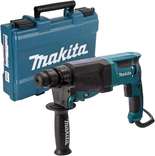 Makita HR2630 230V SDS Plus 26 mm Rotary hamer HR2630 met 26 mm, 240 V, 800 W en zilver, blauw