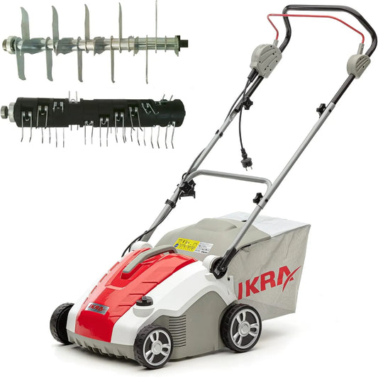 Verticuteermachine, 50 l, 38 cm, werkbreedte, werkdiepte instelbaar, grijs/rood/zwart