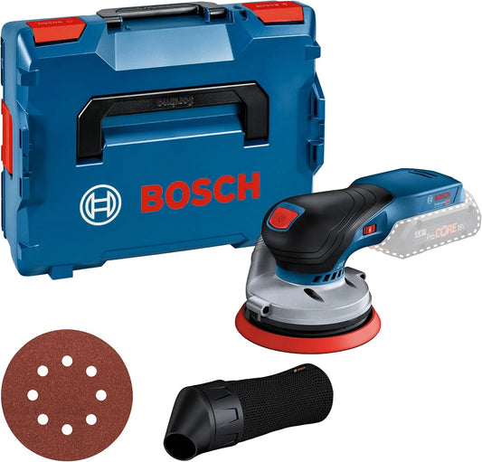 Lader, Bosch Professional, 125 mm, 1 x schuurpapier, zonder accu/oplader, stofzak, L-BOXX, 18V