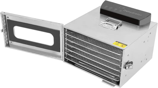 Droger met 400 W, 30-90 °C, 220 V, timer, 280 mm, 200 mm, 24 uur en RVS