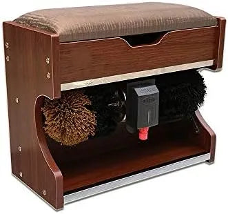 Machine, glansmachine Elektrische schoenborstel met opbergdoos Houten, 4 kleuren zijn optioneel Elektrische schoenpoetsmachine
