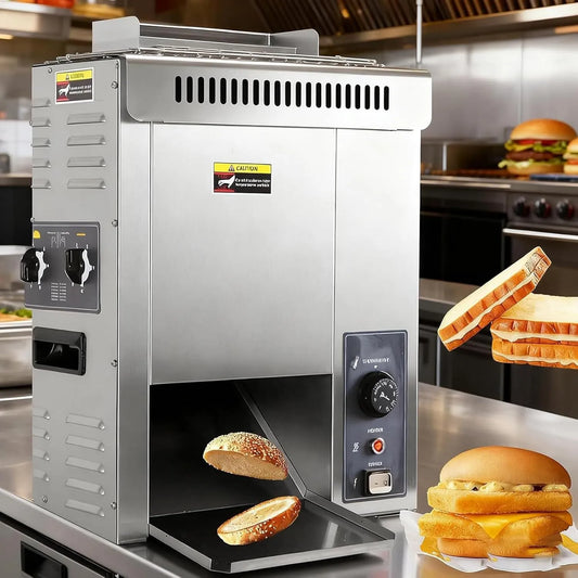 Machine, 2000 W, bruining 1800 plakjes/uur, voor grillen fastfoodrestaurants, instelbare temperatuur 50-300 °C, verticaal onbeperkte