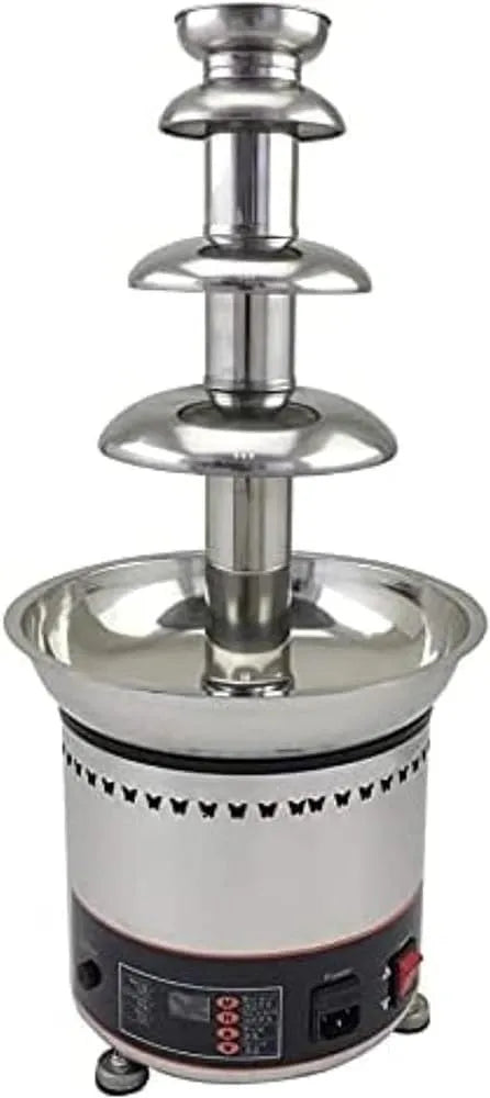Chocoladefontein machine met 280 x 280 x 560 mm, 110 V, 300 W, regelbare thermostaat, RVS en crème