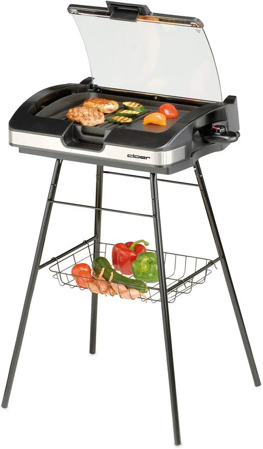 Barbecue, 2200 Watt, Grilloppervlak: 29 cm x 39 cm, anti-kleeflaag, Glazen deksel, spatscherm