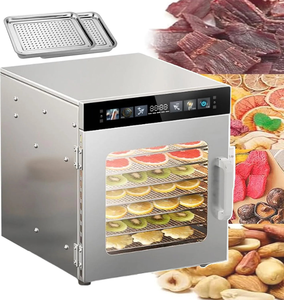 Droger, Voedseldroger 20~30kg, 400 W/1000 W, Commerciële Voedseldroger voor Groenten Vlees Kruiden Rundvlees Thee, Elektrische Fruit & Jerky
