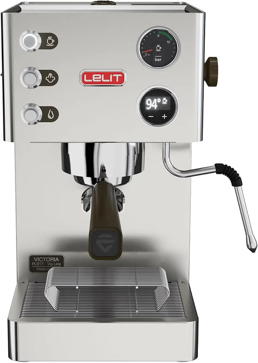 Espressomachine, PL91T, Geborsteld RVS, Met Melkopschuimer, LELIT Victoria Koffiemachine
