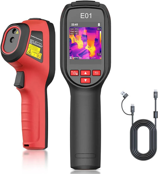 Camera, E01, x240, 20 Hz, batterijduur van 8 uur, warmtebeeldcamera met bereik -4°F~752°F, draagbare warmtebeeldcamera met laseraanwijzer