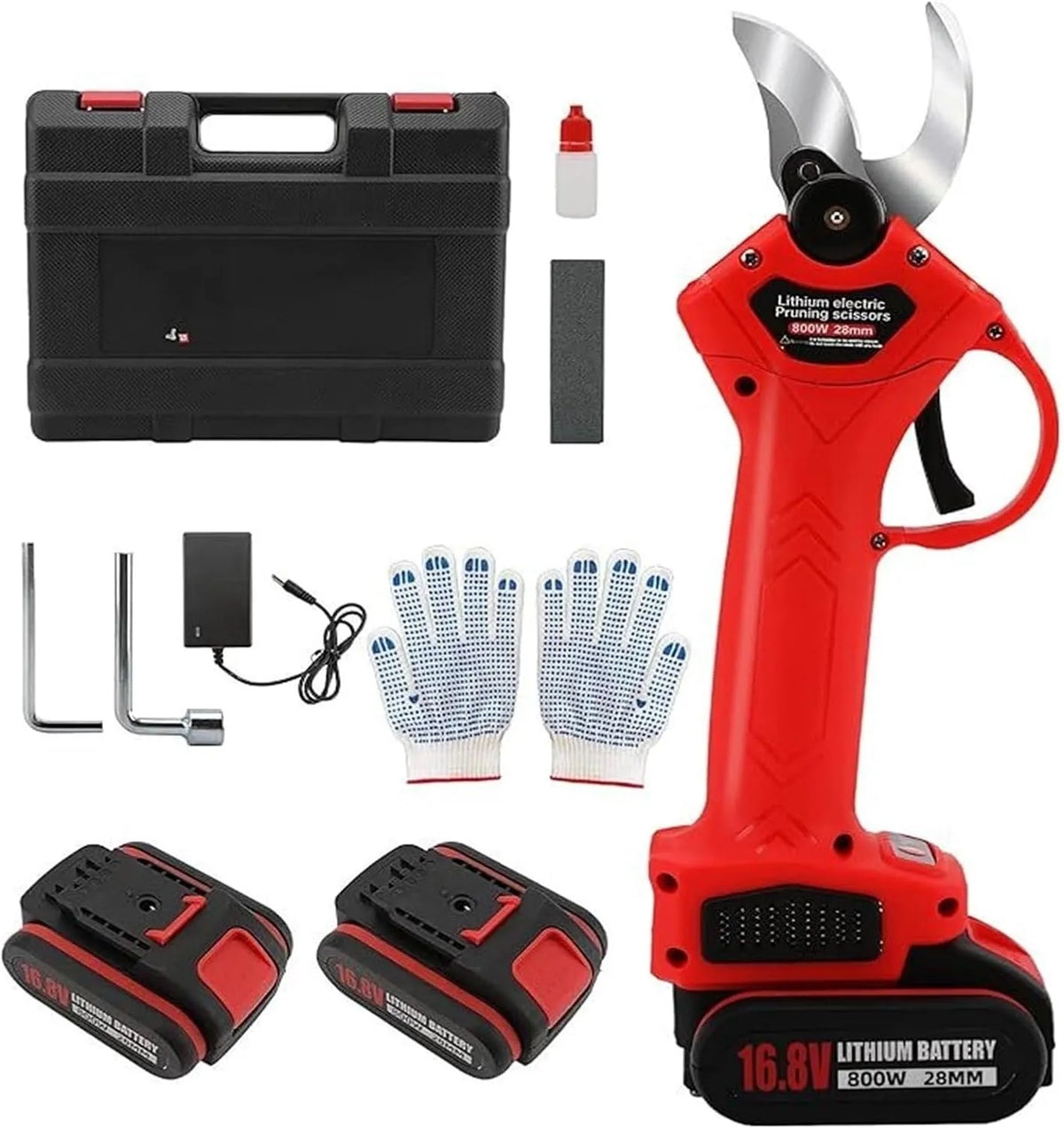 Elektrische snoeischaar met 1 inch, 25 mm en 16,8V, professionele elektrische snoeischaar 2batteries