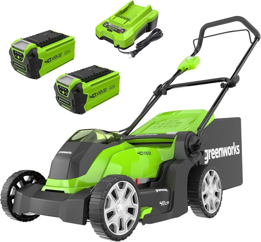 Grasmaaier, G40LM41K2X, 500 m2, 41 cm, Zak 50 L PLUS Twee 40V 2Ah Batterijen en Één Snel Lader, 3 Jaar