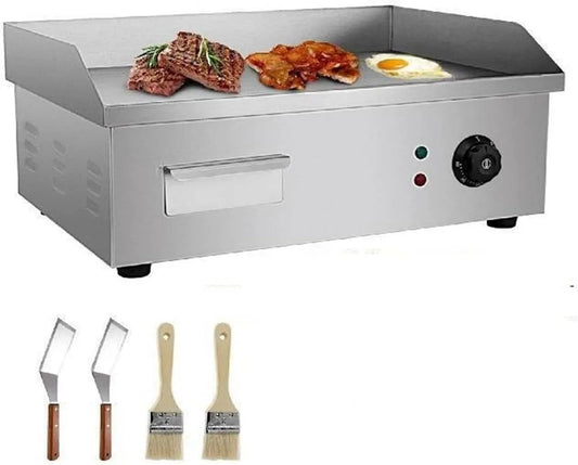 Elektrische Bakplaat Flat Top Grill 3000 W RVS voor Het Koken Van Kip met 3000 W, 550 x 350 mm, 550 x 350 x 230 mm, 13,8 inch, 5-10 minuten en RVS