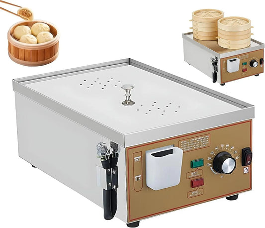 Voedselstomer, Commerciële elektrische dim sum stoomkoker, droogkookalarm en aparte watertoevoer, ontbijt- en snackbars. 2Hole
