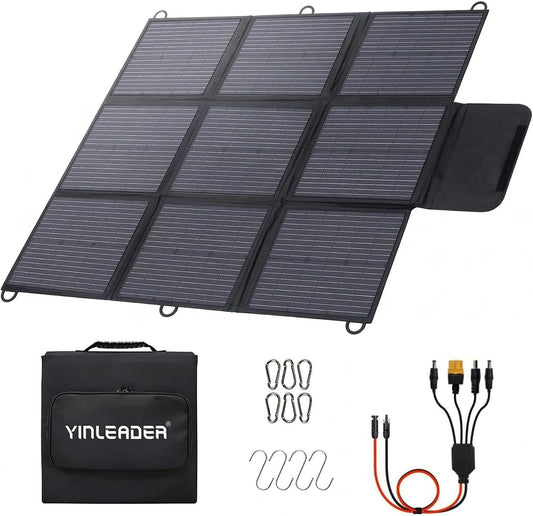 Zonnepaneel, Yinleader 400 W opvouwbaar CPC zonnepaneel, 2 m kabel + 1 m adapterset, camper en outdoor, met 4 S-haken voor camping, krasbestendig