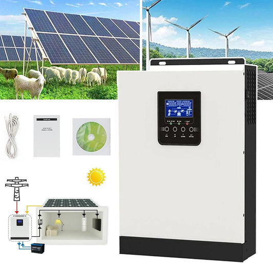 Spanningsomvormer Kva/2400 W-24V Vdc/220Vac met zonne-energie, 3Kva/2400 W-24V Hybride Off-Grid Zonne-Omvormer, Ingang 24Vdc, Uitgang 80Vdc/220Vac