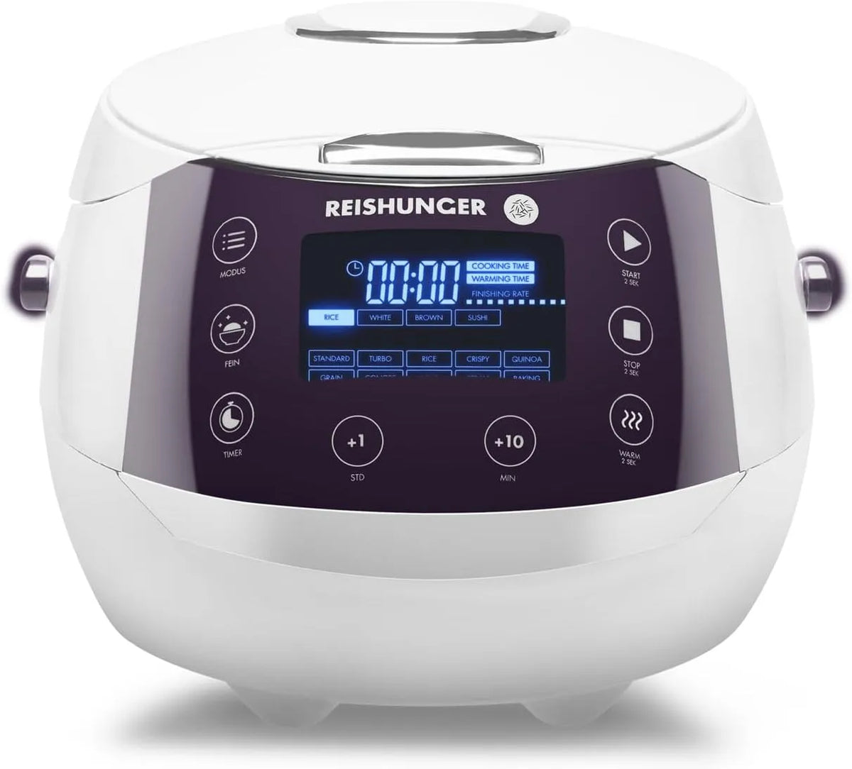 Slowcooker met 1.5l, 12 programma's, timer, aluminium, zwart, wit, rood en roze