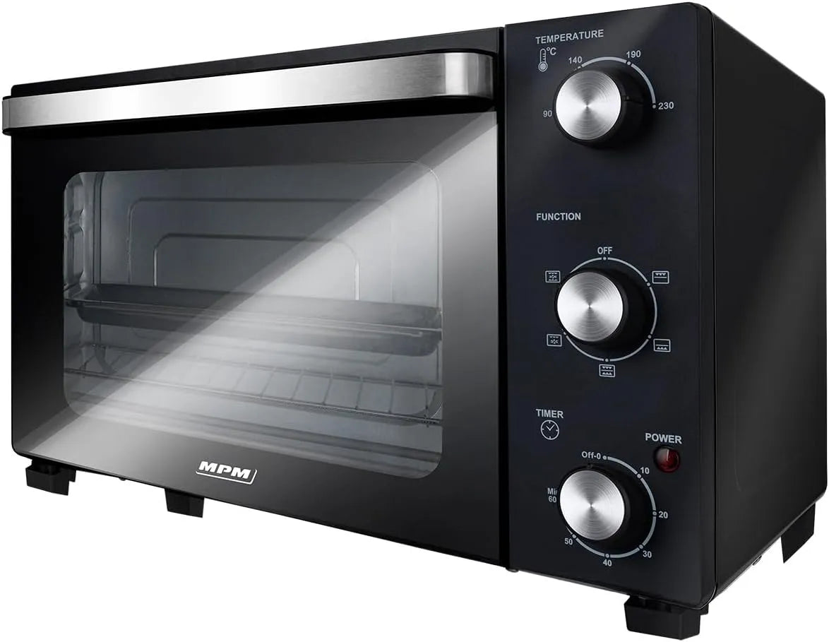 Inbouwoven, MPM Kleine, 5 verwarmingsfuncties, 90-230 °C temperatuurkeuze, 60 minuten timer, boven-/onderwarmte, incl. grillrooster, bakplaat